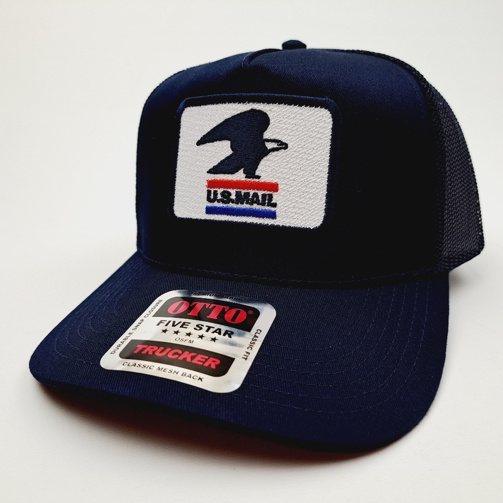 Post Office Postal Worker Trucker Mesh Snapback Cap Hat Navy Blue Embroidered Pa